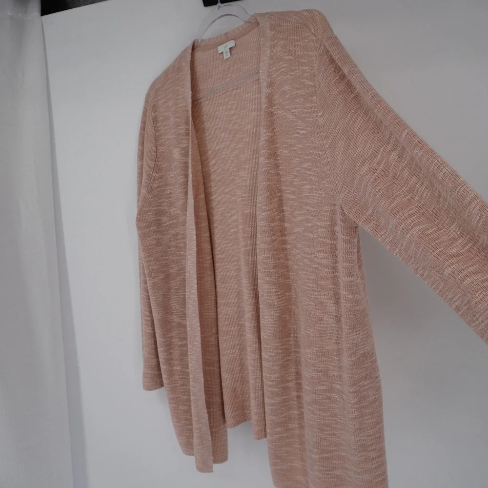 J. Jill Women Pink Space Dye Open Front Cardigan Cotton Linen Blend XL Petite